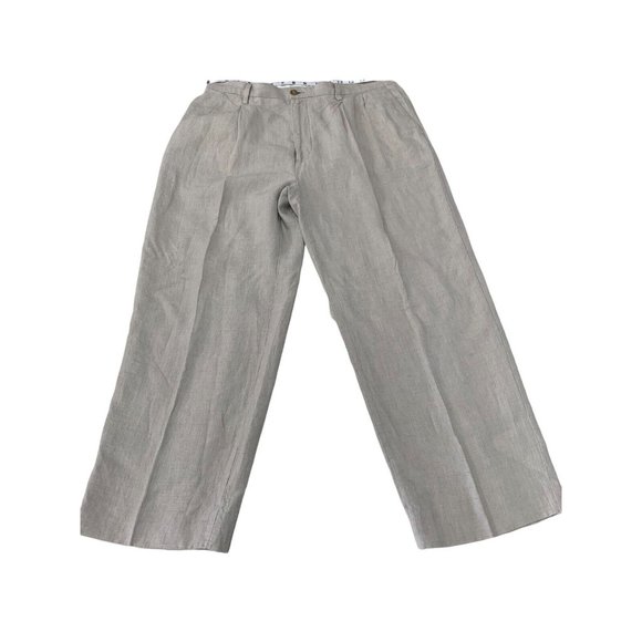 Nautica Rigger Pants Mens 35 X 30 Linen Pleated Classic Fit Cream - Picture 1 of 8